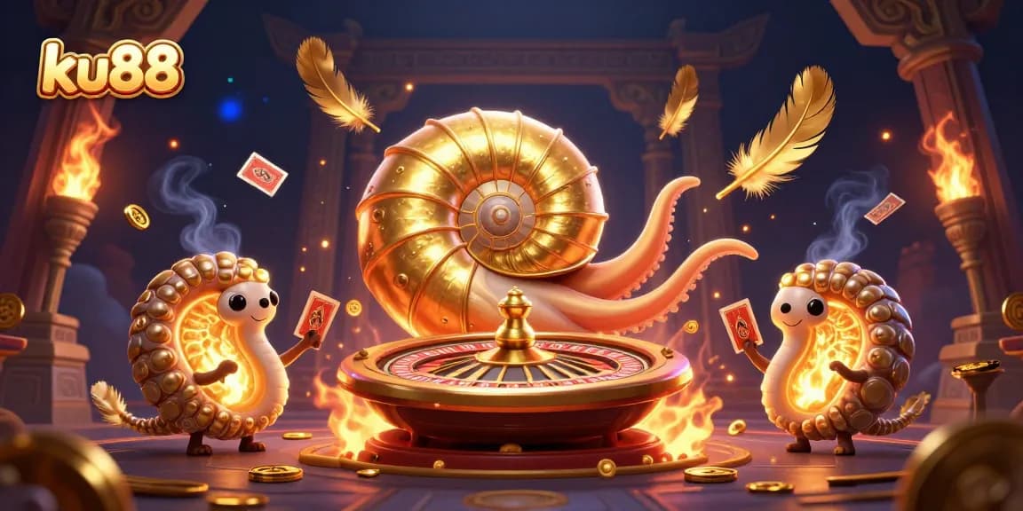 ku88 explores the vibrant roulette scene with the giant nautilus and glowing ammonites