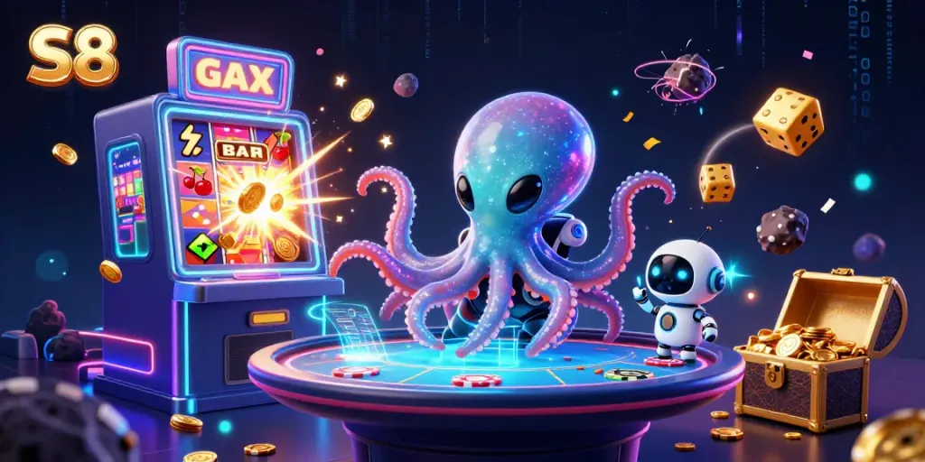 S8 innovative online casino experience featuring a vibrant alien octopus and exciting gaming elements