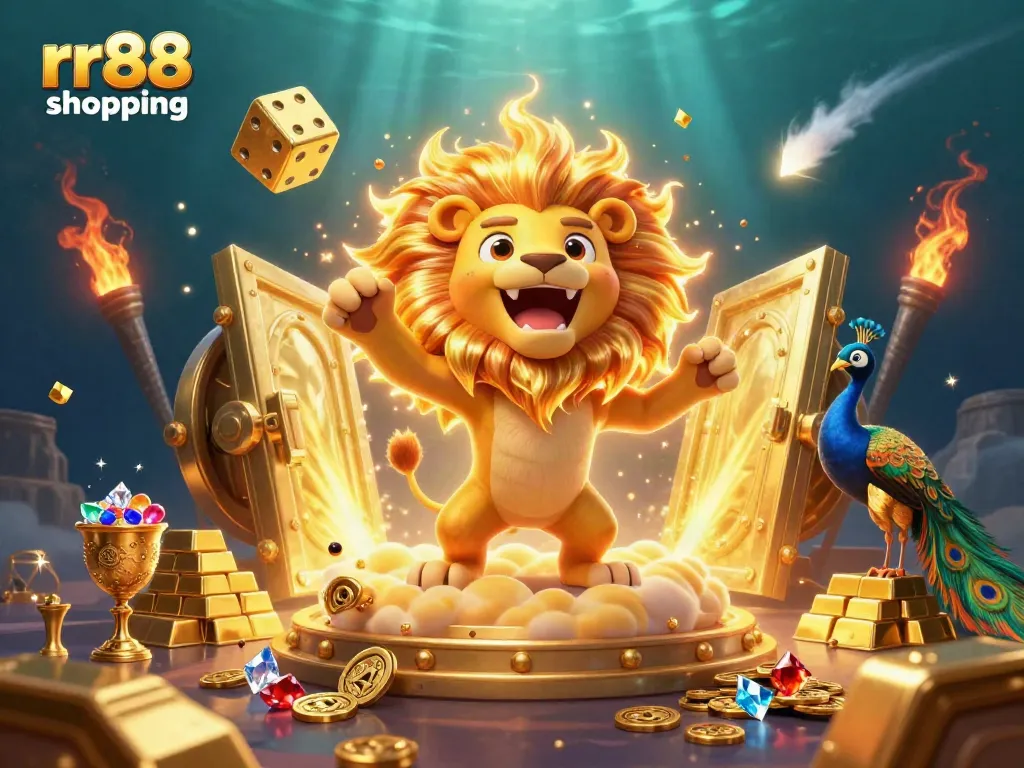 Experience the thrill of rr88 shopping with dazzling treasures in a vibrant casino scene.