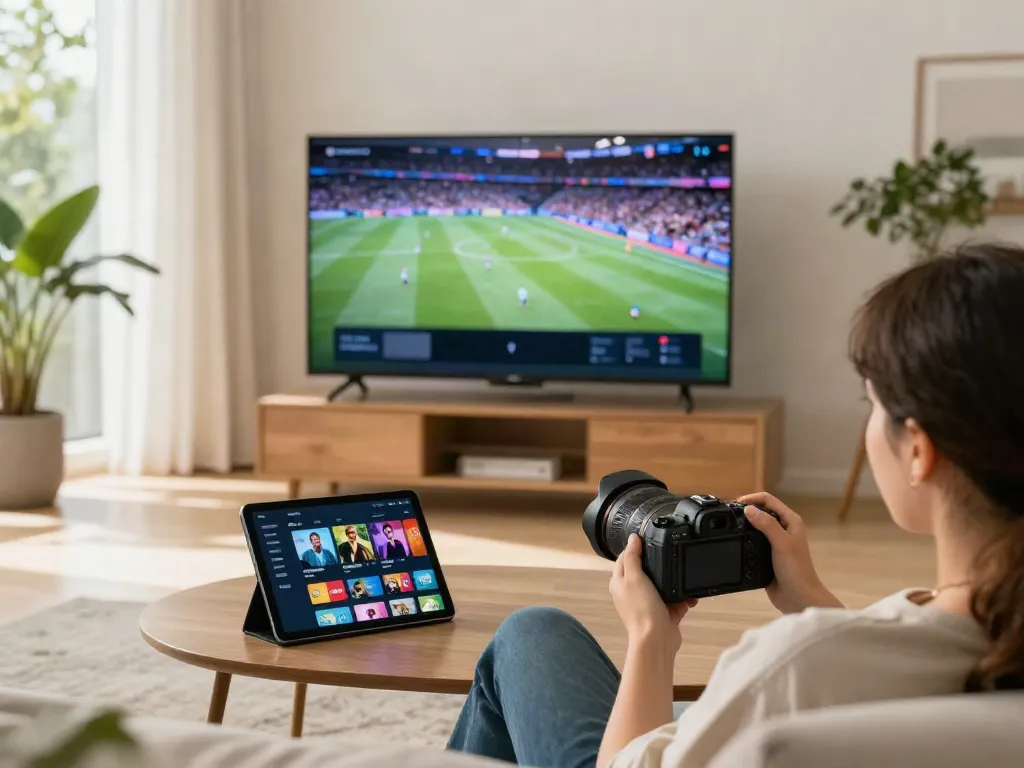 Enjoying Miglior IPTV in a cozy living room with a Smart TV