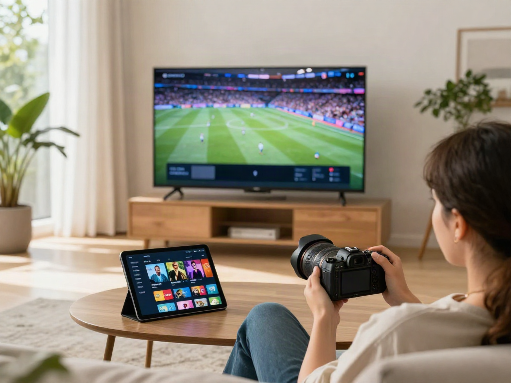 Enjoying Miglior IPTV in a cozy living room with a Smart TV