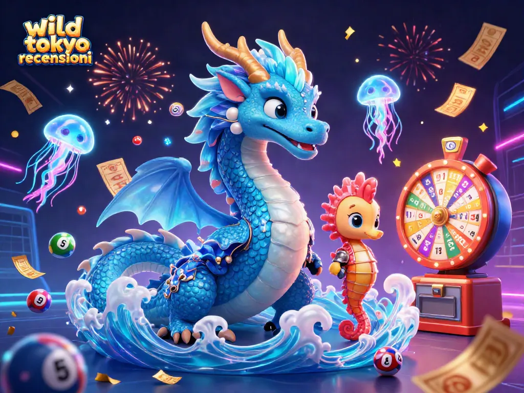 Experience the vibrant wild tokyo recensioni with a 3D illustration showcasing colorful casino elements and characters.