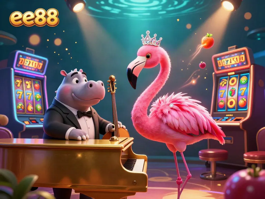 Experience thrilling casino gameplay with ee88 in a vibrant 3D casino scene featuring lively characters.