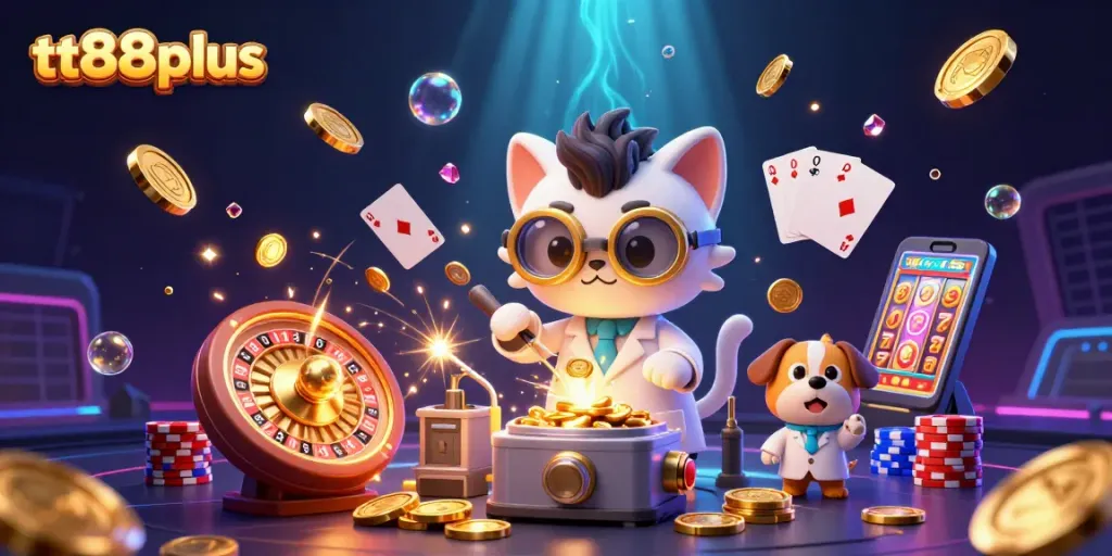 Experience thrilling casino excitement with tt88plus featuring vibrant golden coins and iconic games.