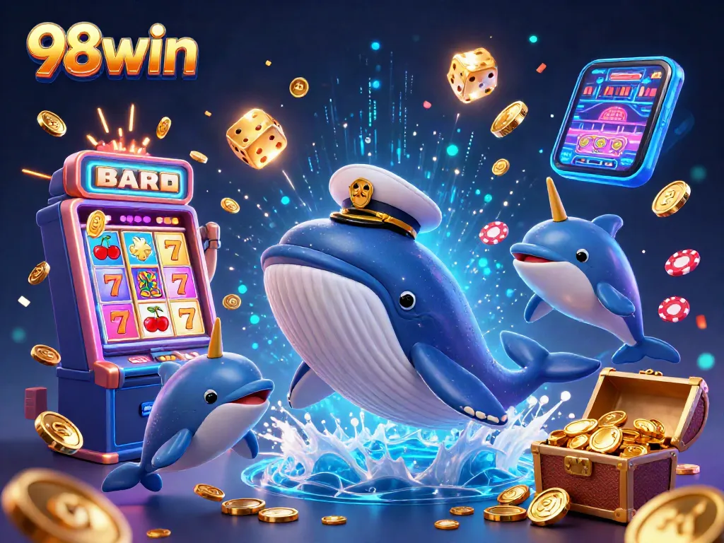 Experience thrilling adventures with 98win's vibrant casino games featuring whales and jackpots.