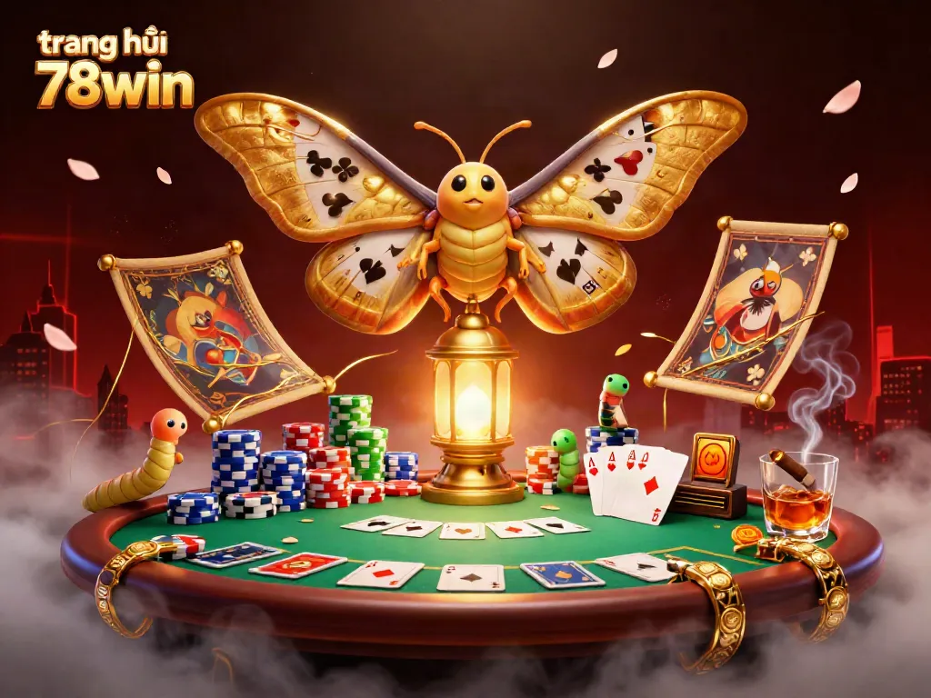 Experience thrilling casino moments on trang chủ 78win with vibrant casino elements and a majestic moth.