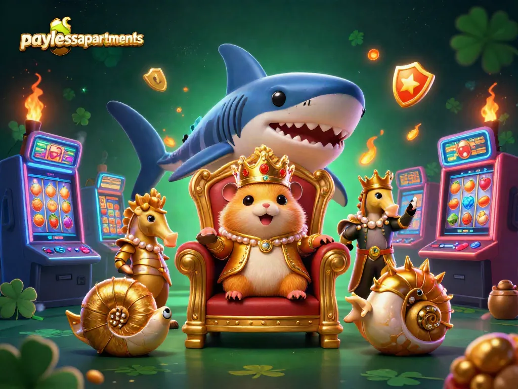 Join the fun at paylessapartments with a vibrant casino scene featuring exciting slot games and whimsical characters.